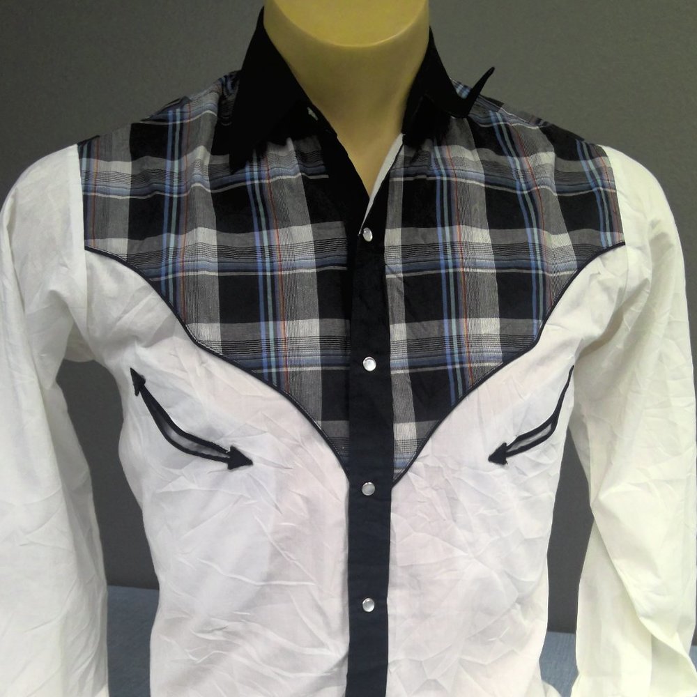 Vintage Ely Cattleman Western Pearl Snap Shirt Long Sleeve Plaid Men's Small